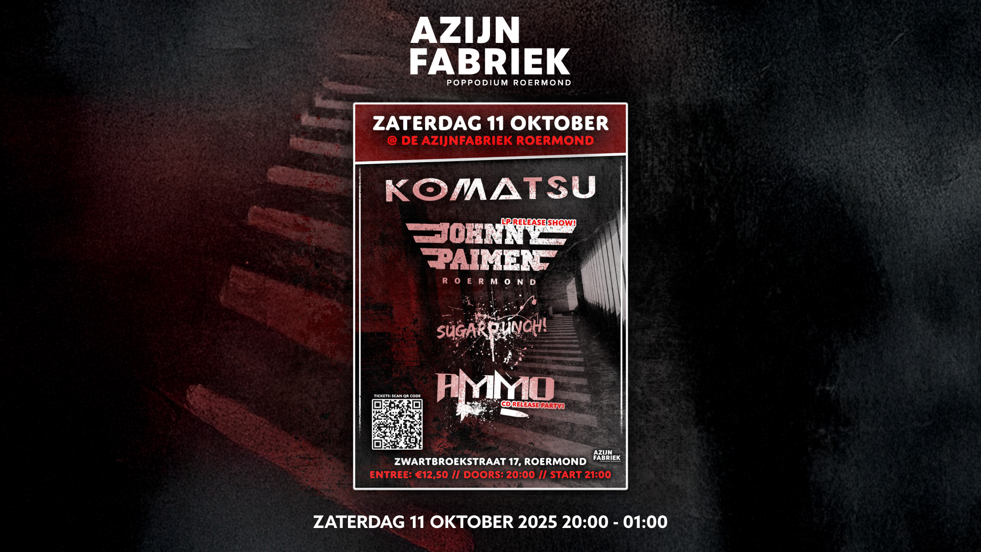 Azijnfabriek | Concert - Johnny Paimen (LP Release) + Ammo (CD Release) + Komatsu + Sugarpunch