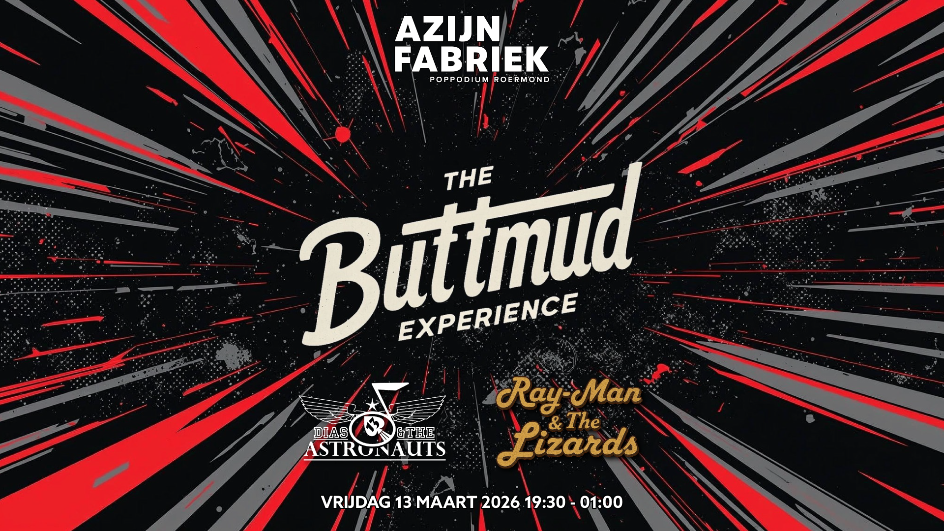 Azijnfabriek | Concert - BUTTMUD EP Release Party + Dias & The Astronauts + Rayman & The Lizards